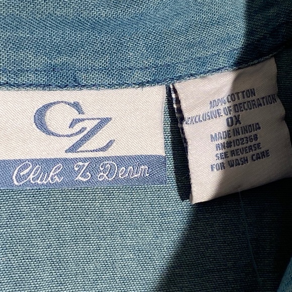 Womans Denim and Sequin SNAP Shirt by Club Z Denim Size 0X - Picture 6 of 12
